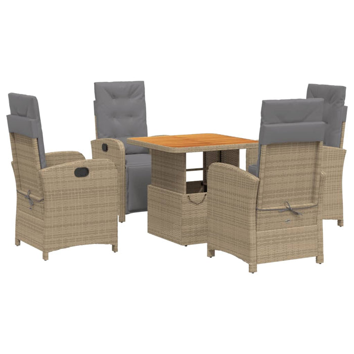 Set mobilier de grădină cu perne, 5 piese, bej, poliratan WALTI