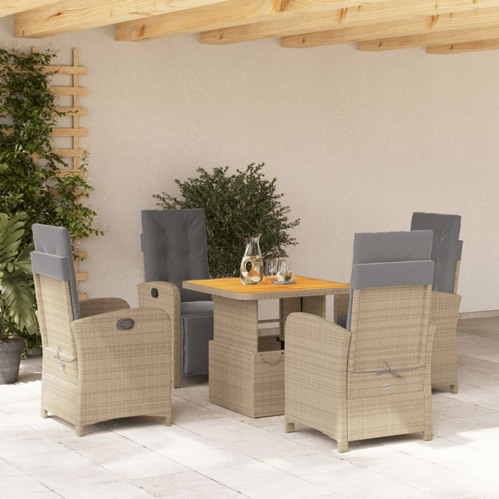 Set mobilier de grădină cu perne, 5 piese, bej, poliratan WALTI