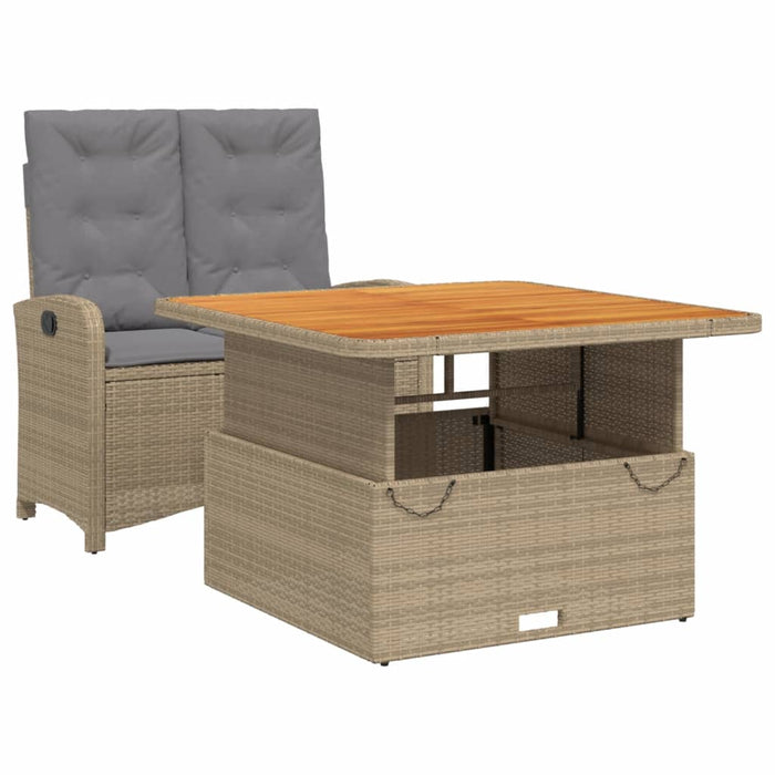Set mobilier de grădină, 2 piese, cu perne, bej, poliratan - WALTI WALTI