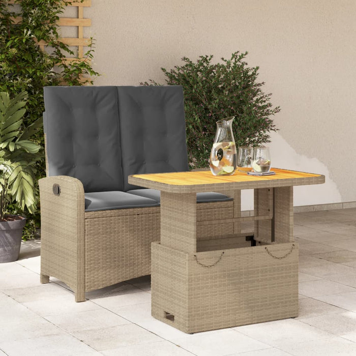 Set mobilier de grădină, 2 piese, cu perne, bej, poliratan - WALTI WALTI