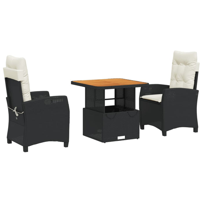 Set mobilier de grădină cu perne, 3 piese, negru, poliratan - WALTI WALTI
