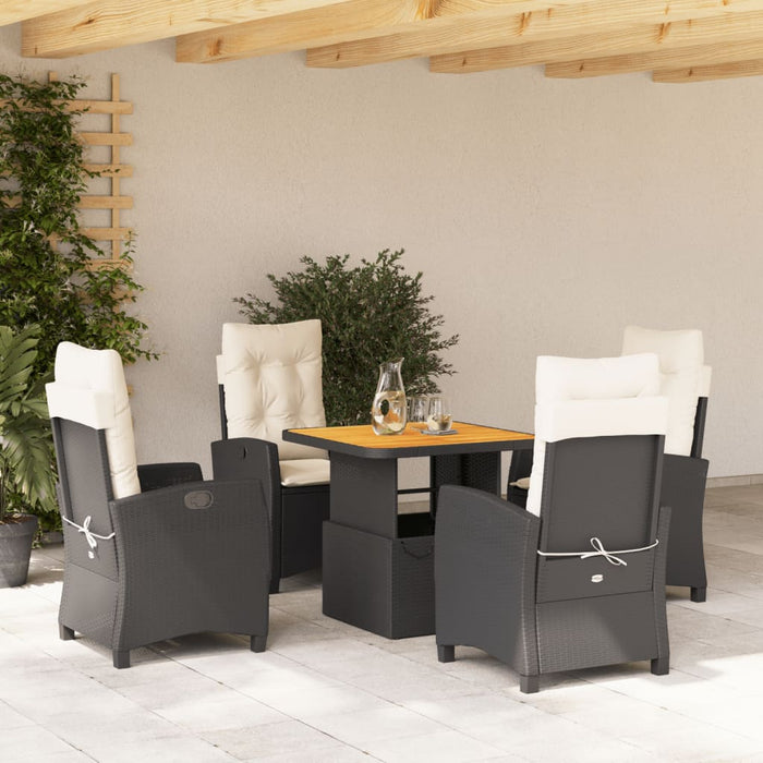 Set mobilier de grădină cu perne, 5 piese, negru, poliratan - WALTI WALTI