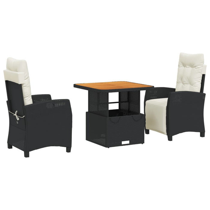 Set mobilier de grădină cu perne, 3 piese, negru, poliratan - WALTI WALTI