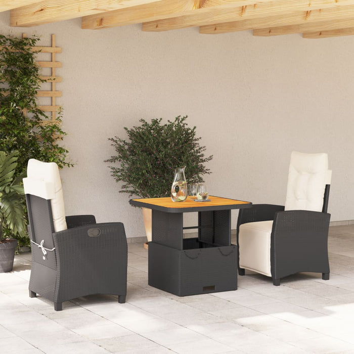Set mobilier de grădină cu perne, 3 piese, negru, poliratan - WALTI WALTI