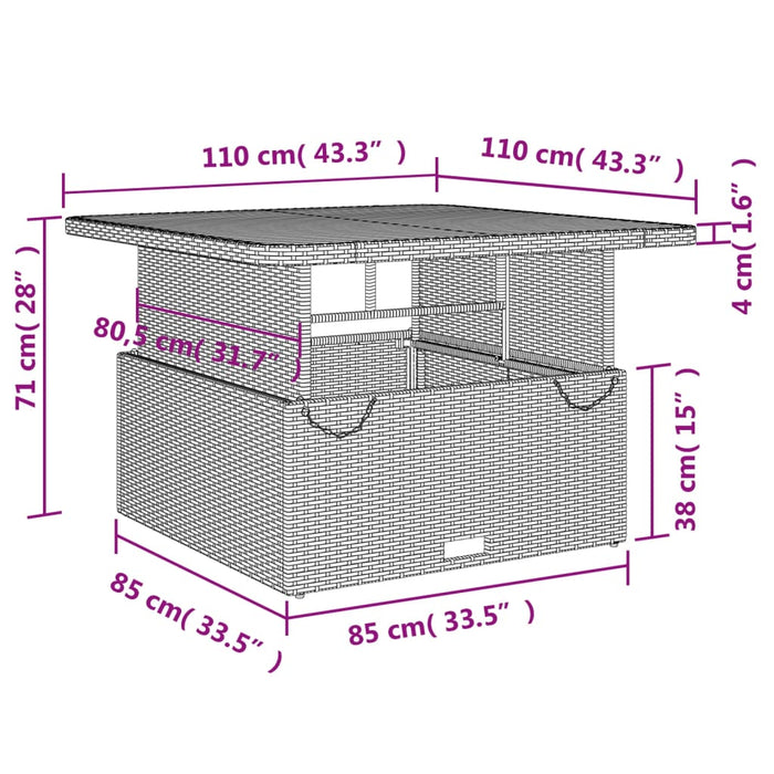 Set mobilier de grădină cu perne, 5 piese, negru, poliratan WALTI