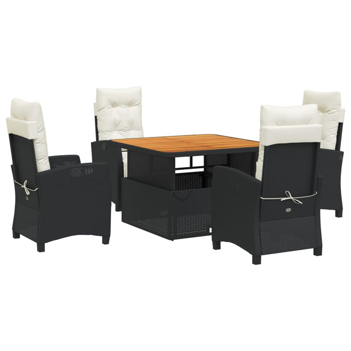 Set mobilier de grădină cu perne, 5 piese, negru, poliratan - WALTI WALTI