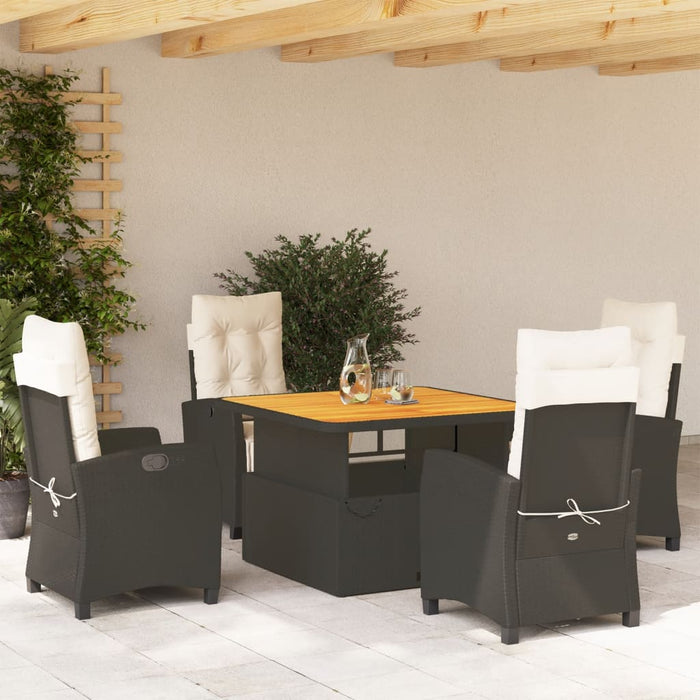 Set mobilier de grădină cu perne, 5 piese, negru, poliratan - WALTI WALTI