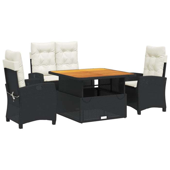 Set mobilier de grădină cu perne, 4 piese, negru, poliratan - WALTI WALTI
