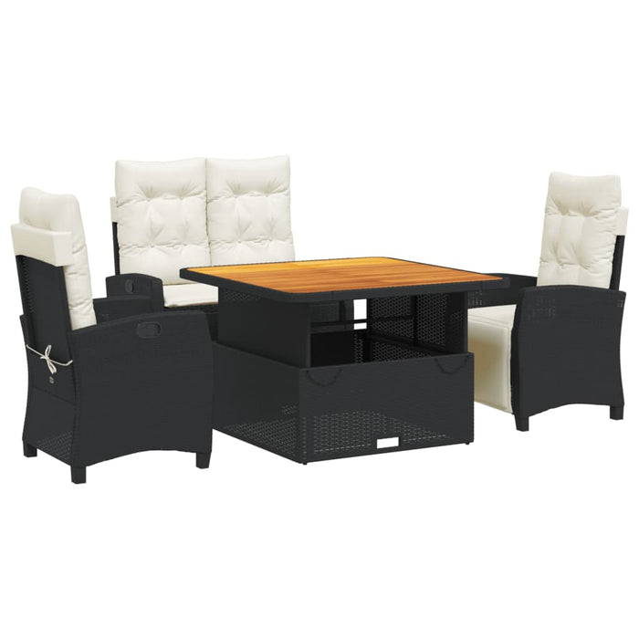 Set mobilier de grădină cu perne, 4 piese, negru, poliratan - WALTI WALTI