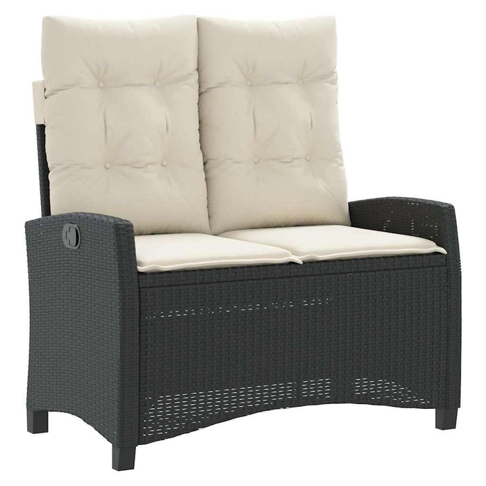 Set mobilier de grădină cu perne, 2 piese, negru, poliratan - WALTI WALTI