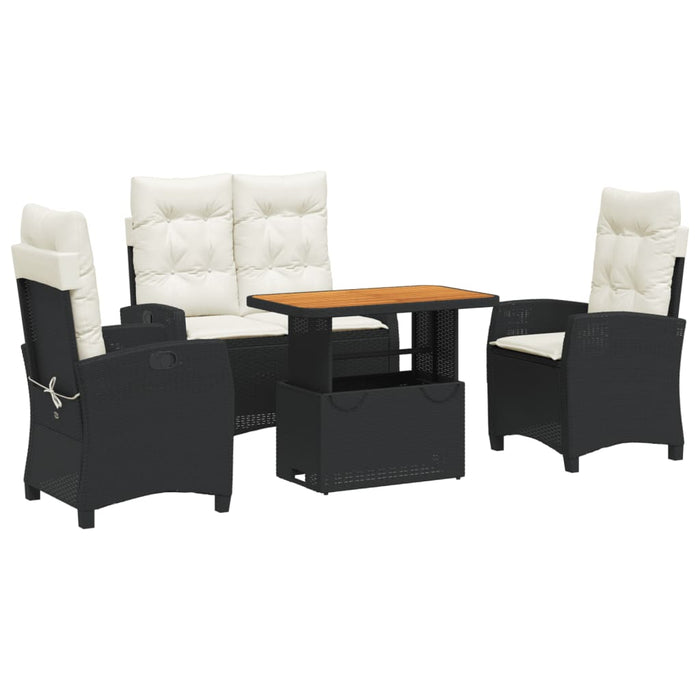 Set mobilier de grădină cu perne, 4 piese, negru, poliratan - WALTI WALTI