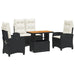 Set mobilier de grădină cu perne, 4 piese, negru, poliratan - WALTI WALTI