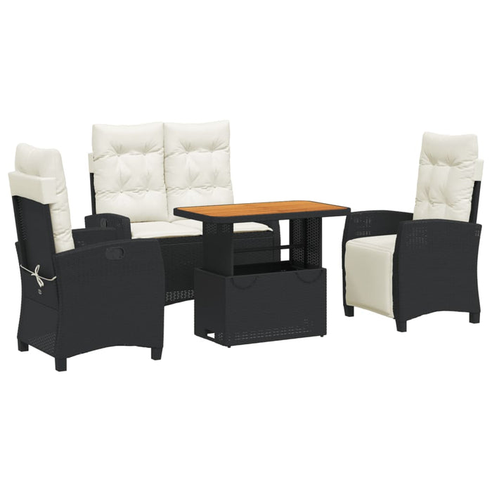 Set mobilier de grădină cu perne, 4 piese, negru, poliratan - WALTI WALTI