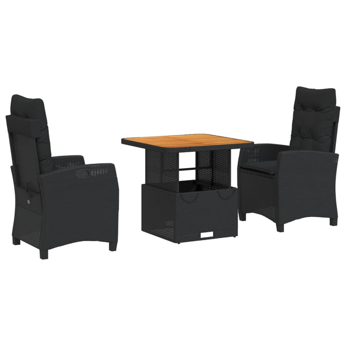 Set mobilier de grădină cu perne, 3 piese, negru, poliratan - WALTI WALTI