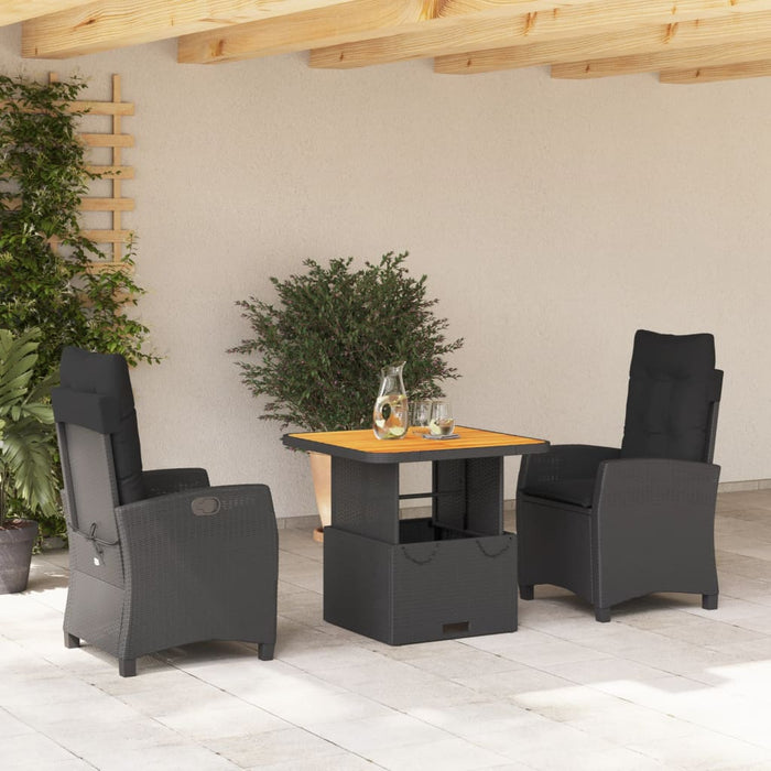 Set mobilier de grădină cu perne, 3 piese, negru, poliratan - WALTI WALTI