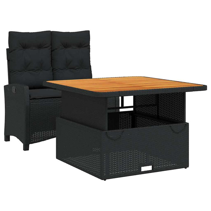Set mobilier de grădină cu perne, 2 piese, negru, poliratan - WALTI WALTI