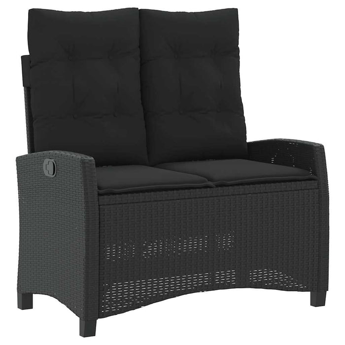 Set mobilier de grădină cu perne, 2 piese, negru, poliratan - WALTI WALTI