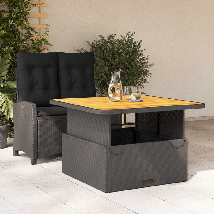 Set mobilier de grădină cu perne, 2 piese, negru, poliratan - WALTI WALTI