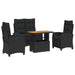 Set mobilier de grădină cu perne, 4 piese, negru, poliratan - WALTI WALTI