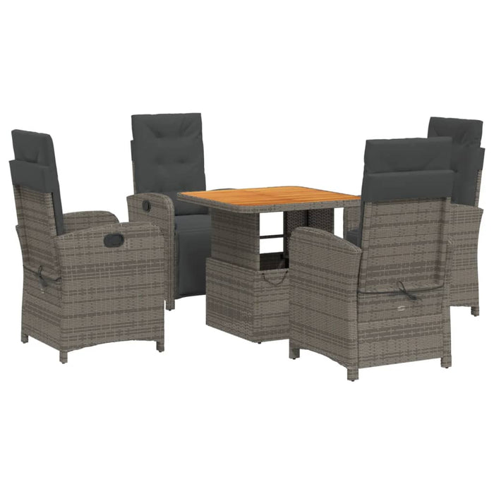 Set mobilier de grădină cu perne, 5 piese, gri, poliratan WALTI