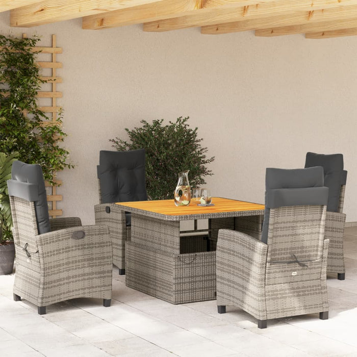 Set mobilier de grădină cu perne, 5 piese, gri, poliratan - WALTI WALTI