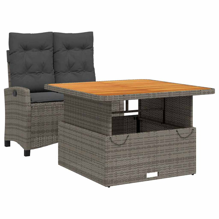 Set mobilier de grădină cu perne, 2 piese, gri, poliratan - WALTI WALTI