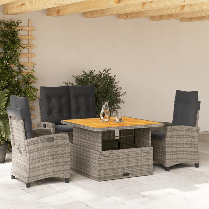Set mobilier de grădină cu perne, 4 piese, gri, poliratan - WALTI WALTI