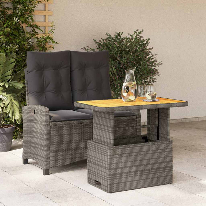 Set mobilier de grădină cu perne, 2 piese, gri, poliratan - WALTI WALTI