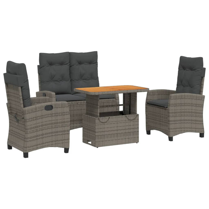 Set mobilier de grădină cu perne, 4 piese, gri, poliratan - WALTI WALTI
