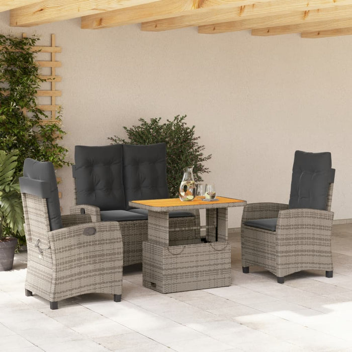 Set mobilier de grădină cu perne, 4 piese, gri, poliratan - WALTI WALTI