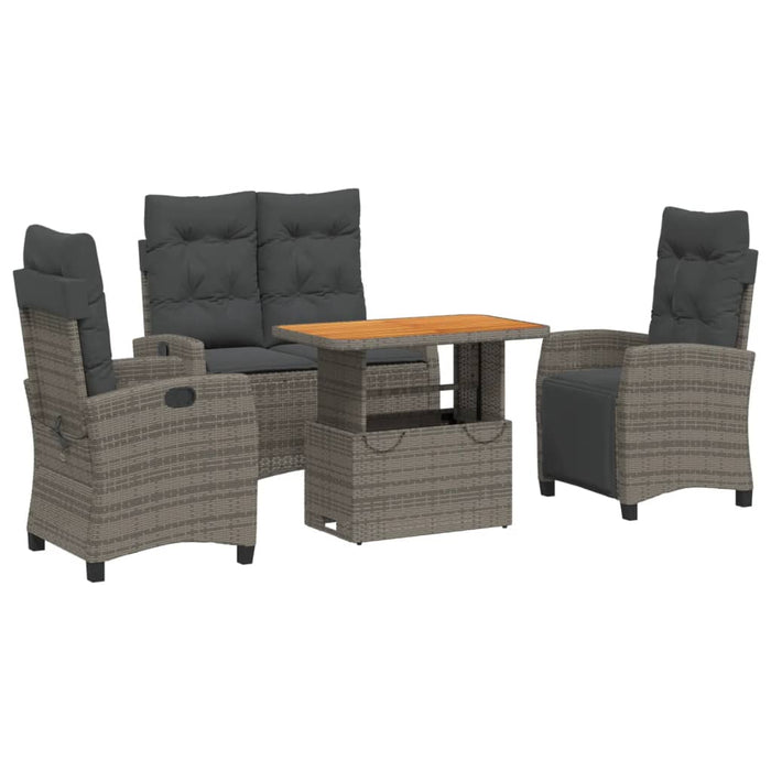 Set mobilier de grădină cu perne, 4 piese, gri, poliratan - WALTI WALTI