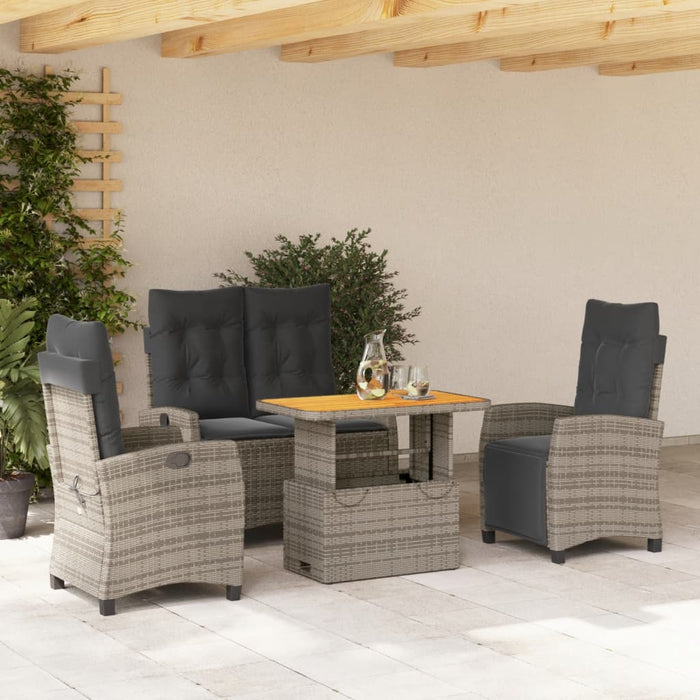 Set mobilier de grădină cu perne, 4 piese, gri, poliratan - WALTI WALTI
