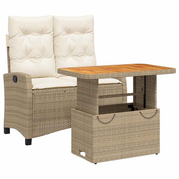 Set mobilier de grădină, 2 piese, cu perne, bej, poliratan - WALTI WALTI