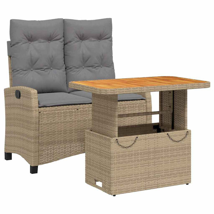 Set mobilier de grădină, 2 piese, cu perne, bej, poliratan - WALTI WALTI