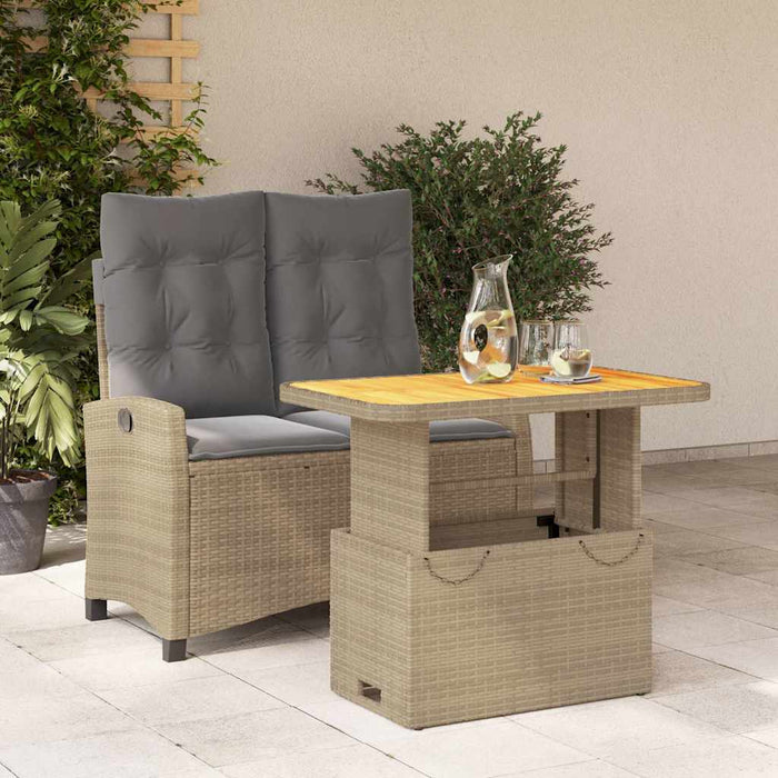 Set mobilier de grădină, 2 piese, cu perne, bej, poliratan - WALTI WALTI