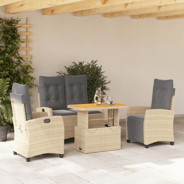 Set canapele de grădină, 4 piese, cu perne, bej, poliratan - WALTI WALTI