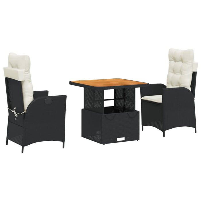 Set mobilier de grădină cu perne, 3 piese, negru, poliratan - WALTI WALTI