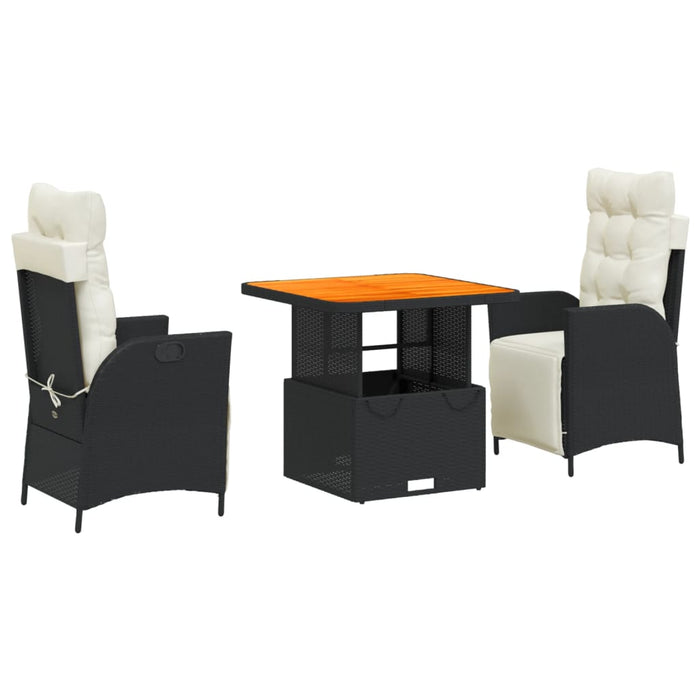 Set mobilier de grădină cu perne, 3 piese, negru, poliratan - WALTI WALTI