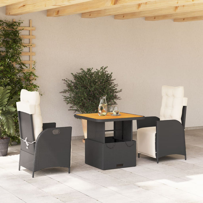 Set mobilier de grădină cu perne, 3 piese, negru, poliratan - WALTI WALTI