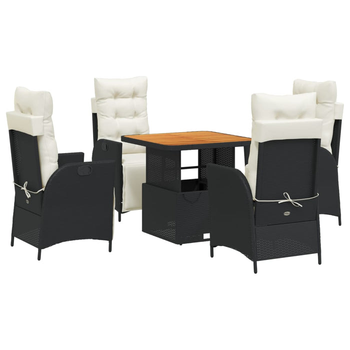 Set mobilier de grădină cu perne, 5 piese, negru, poliratan - WALTI WALTI