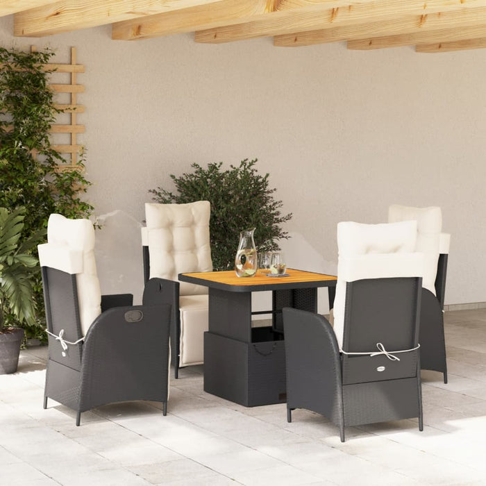 Set mobilier de grădină cu perne, 5 piese, negru, poliratan - WALTI WALTI