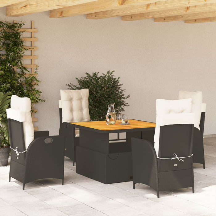 Set mobilier de grădină cu perne, 5 piese, negru, poliratan - WALTI WALTI