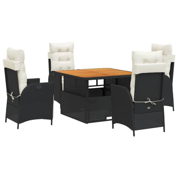 Set mobilier de grădină cu perne, 5 piese, negru, poliratan - WALTI WALTI