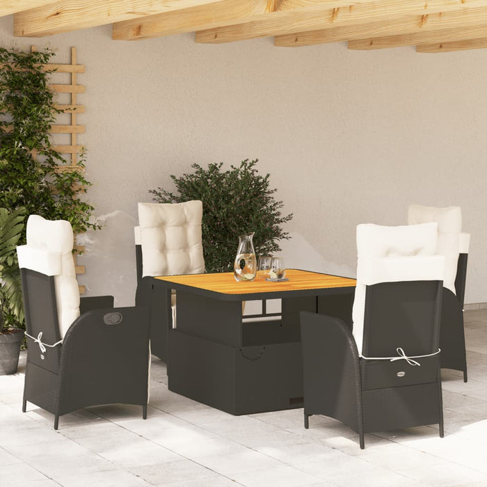 Set mobilier de grădină cu perne, 5 piese, negru, poliratan - WALTI WALTI