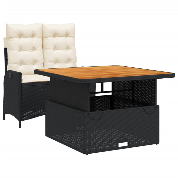 Set mobilier de grădină cu perne, 2 piese, negru, poliratan - WALTI WALTI