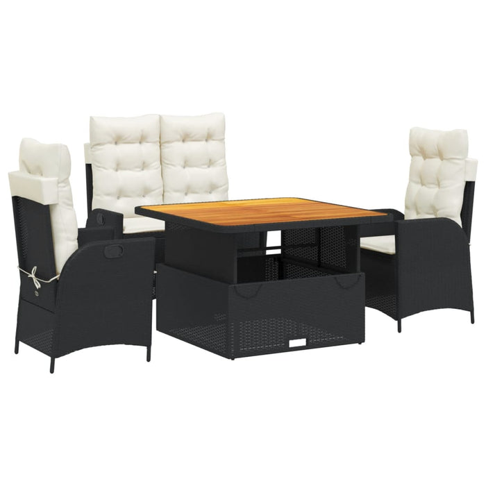 Set mobilier de grădină cu perne, 4 piese, negru, poliratan - WALTI WALTI
