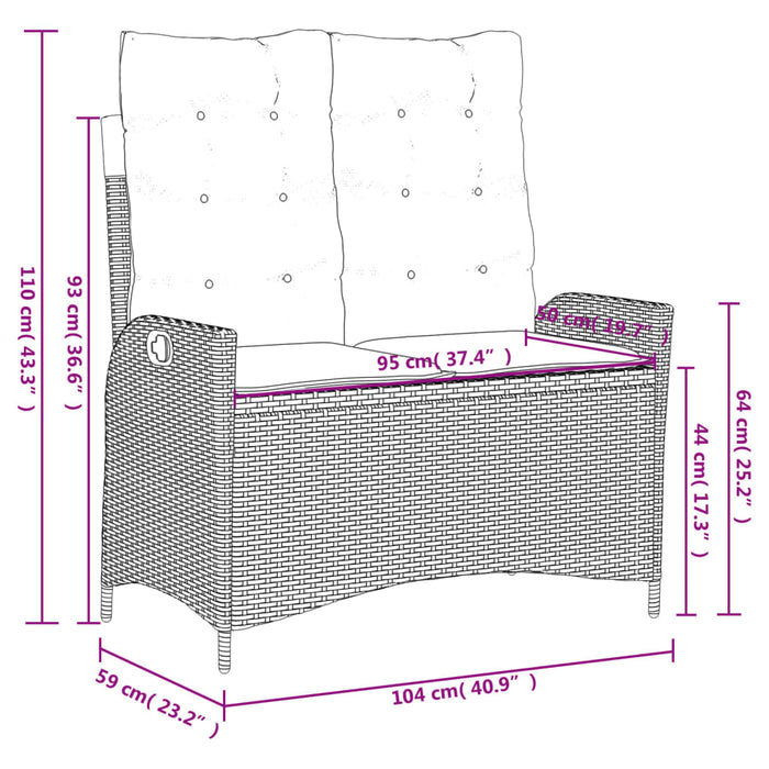 Set mobilier de grădină cu perne, 4 piese, negru, poliratan - WALTI WALTI