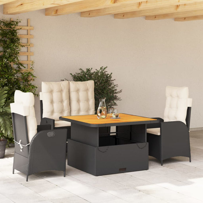 Set mobilier de grădină cu perne, 4 piese, negru, poliratan - WALTI WALTI