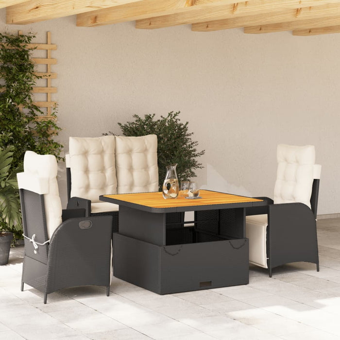 Set mobilier de grădină cu perne, 4 piese, negru, poliratan - WALTI WALTI