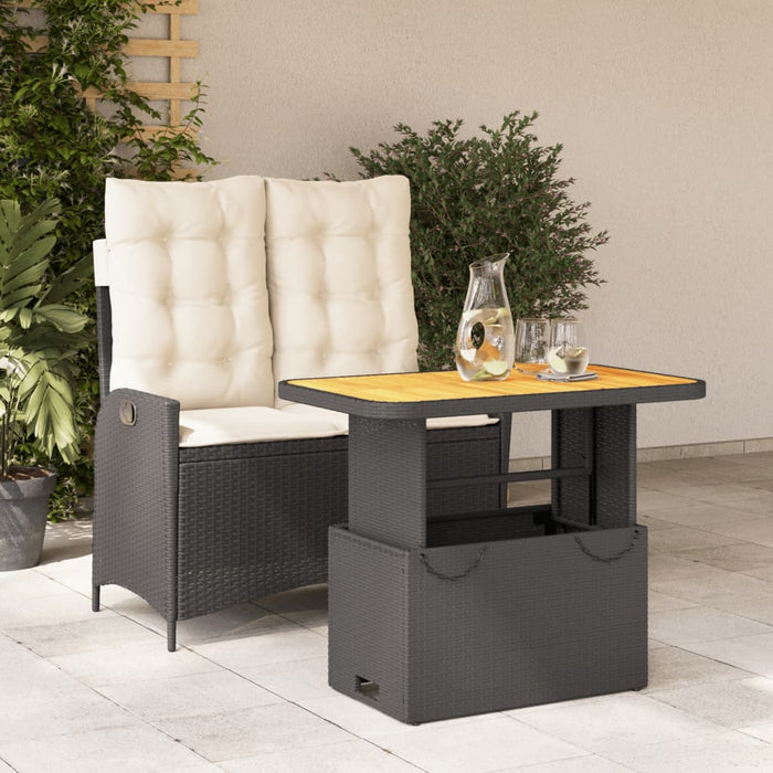 Set mobilier de grădină cu perne, 2 piese, negru, poliratan - WALTI WALTI
